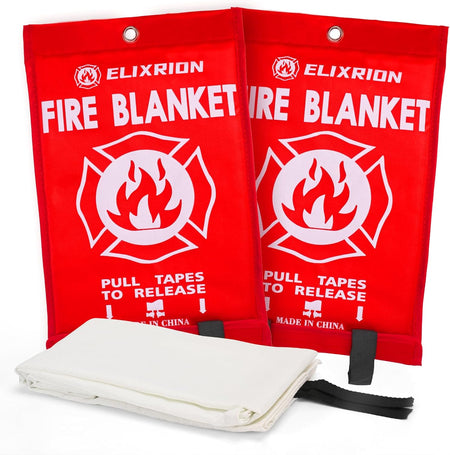 2 Pcs, 40" x 40" Fiberglass Suppression Blanket Portable Fire Extinguisher Blanket
