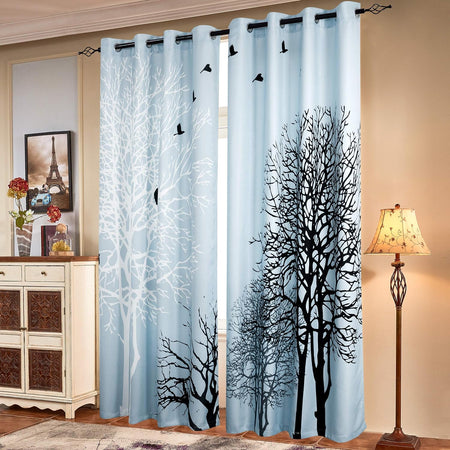Printed Curtains Room Darkening for Bedroom Living Room, Colorful Window Drapes 2 Panel Set (52'' x 63'', Light Blue)