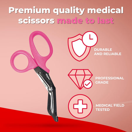 Autoclavable Titanium Bonded Bandage Shears 7 1/4" Bent, Pink - 2 Pack, Pink/Black