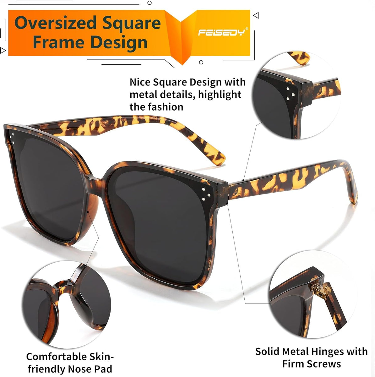 Retro Square Polarized Sunglasses Women Men Vintage  display picture 3