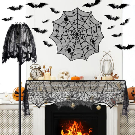 5 Pack Halloween Decorations Indoor Halloween Spider Web Tablecloth Table Runners