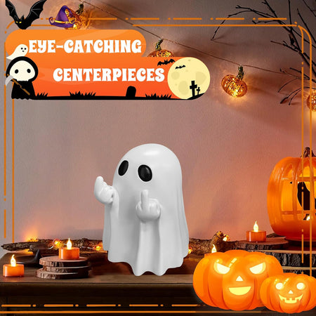 Halloween Ghost Figurine-Spooky & Cute Ghost Statue for Home, Desk, Party Decor