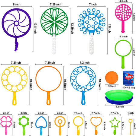 25 PCS Big Bubble Wands Set with Tray Solution, Giant Bubbles Wands Toys
