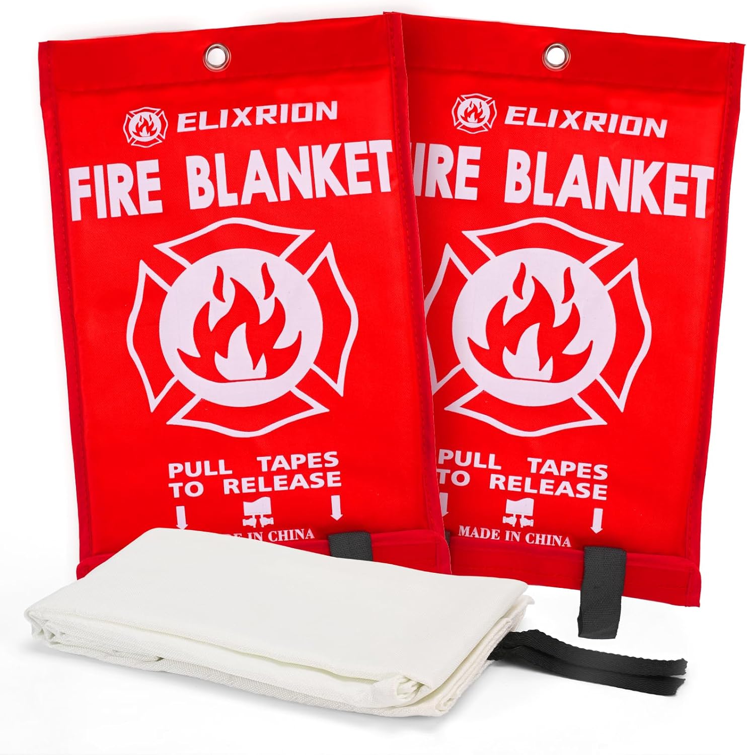 2 Pcs, 40" x 40" Fiberglass Suppression Blanket Portable Fire Extinguisher Blanket