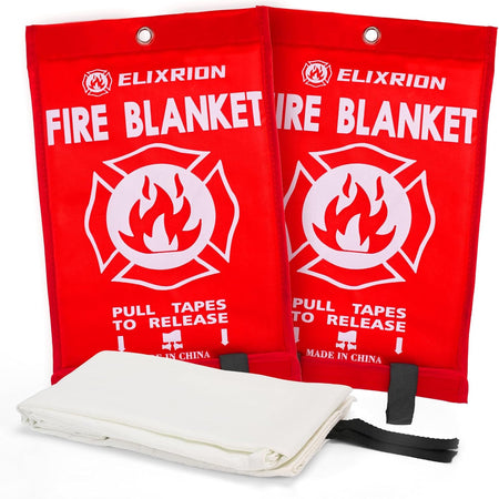 2 Pcs, 40" x 40" Fiberglass Suppression Blanket Portable Fire Extinguisher Blanket