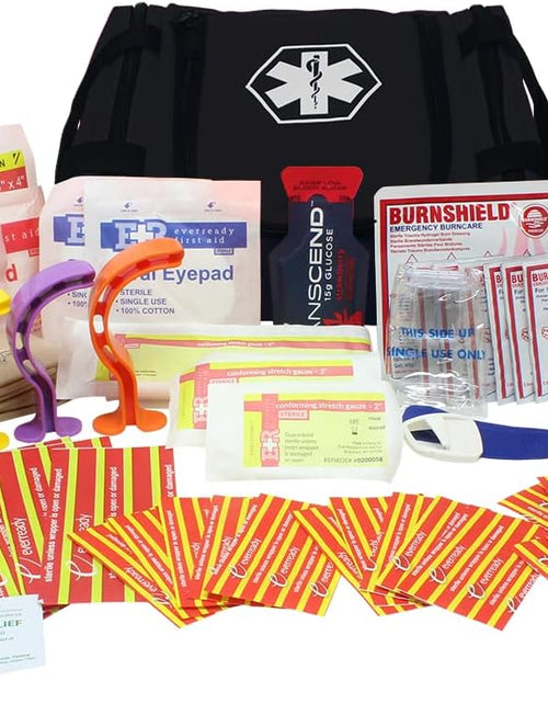 Load image into Gallery viewer, First Responder Fully Stocked Trauma First Aid Kit – Black
