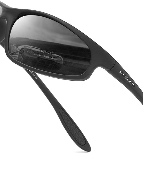 Load image into Gallery viewer, Polarized Sports Sunglasses For Men Cycling Driving Fishing 100% UV Protection (Matte Black Frame/Grey Lens)
