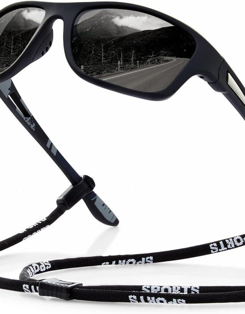 Load image into Gallery viewer, Polarized Sports Sunglasses for Men: UV400 Protection Glasses, Black
