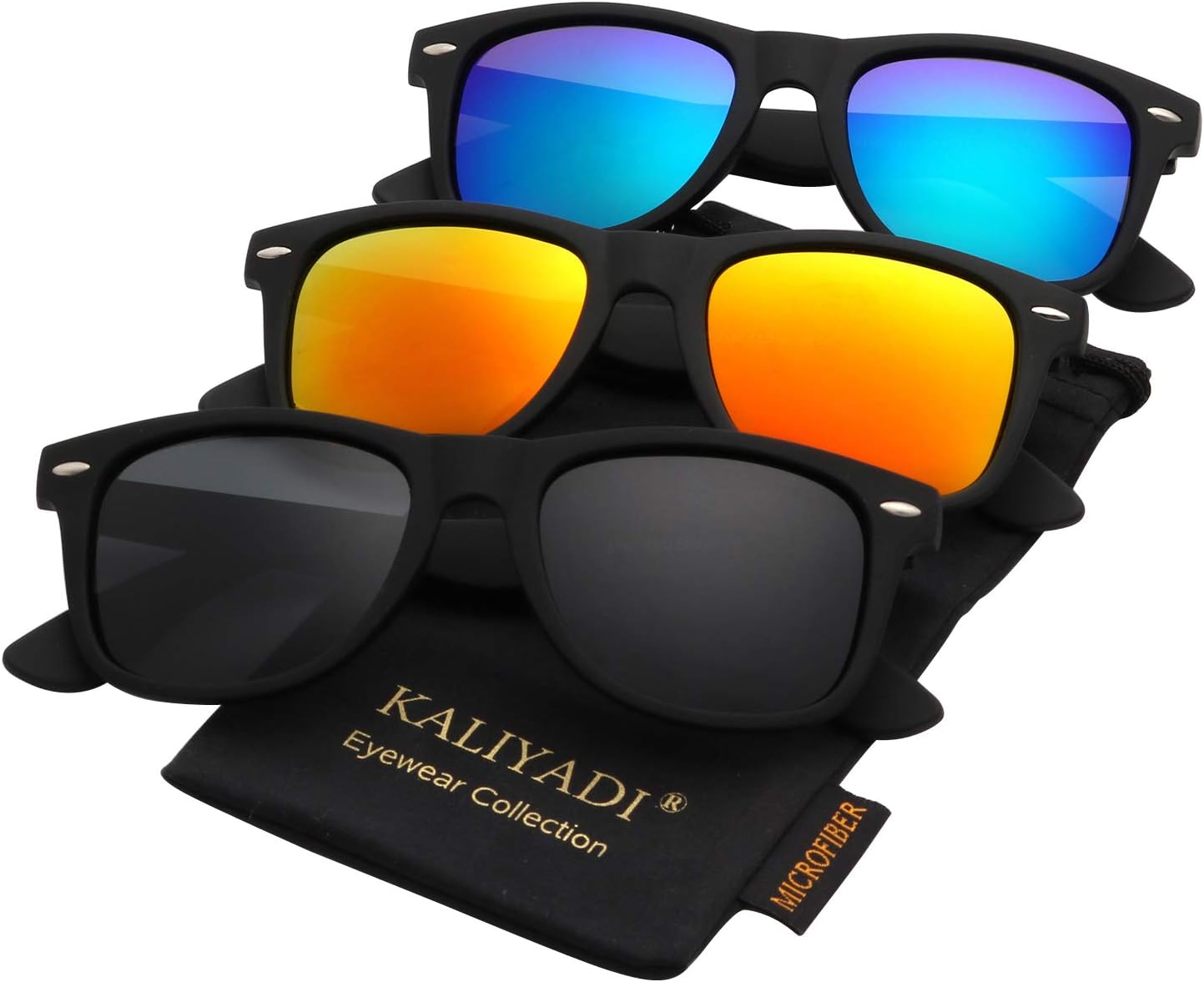 Polarized Sunglasses for Men and Women Matte Finish Sun glasses Color Mirror Lens UV Blocking (3 Pack)