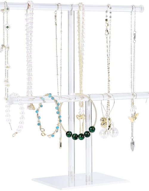 Load image into Gallery viewer, Acrylic Jewelry Stand Necklace Holder, Clear 2-Tier Tower Stand for Bangles, Necklaces, Bracelets
