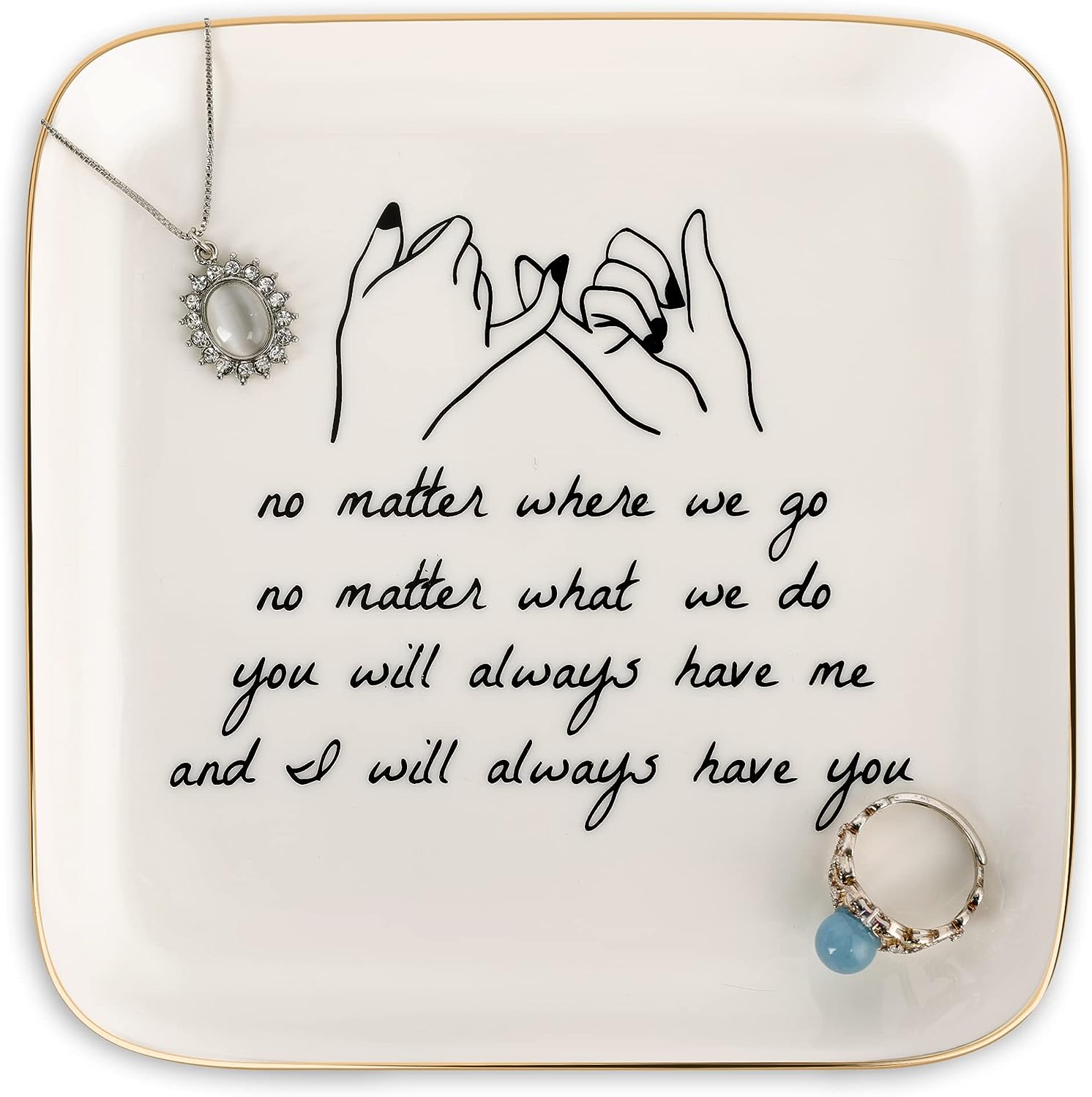 Gifts for Friends Going Away Friendship Ceramic Ring Dish (Friendship Long Distance)