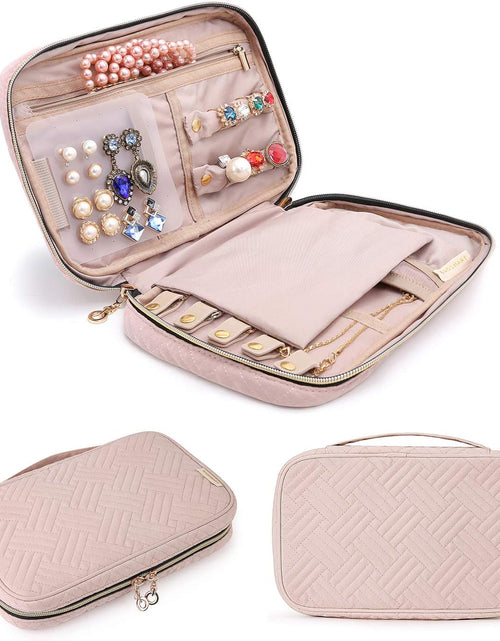 Load image into Gallery viewer, Jewelry Organizer Case Travel Storage Bag for Necklace, Earrings, Rings, Bracelet, Soft Pink, Medium
