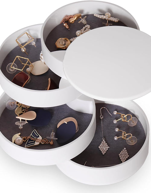 Load image into Gallery viewer, Small Jewelry Storage Box Earring Holder for Women, 5-Layer Rotating Travel Jewelry Tray Case
