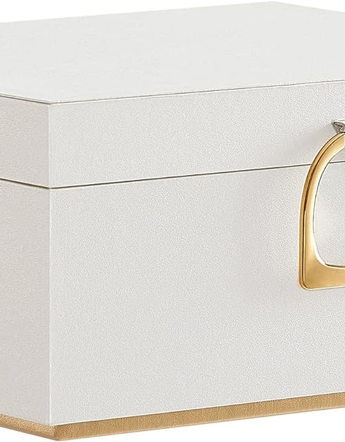 Load image into Gallery viewer, 2-Layer Jewelry Organizer with Handle Floating Effect, 8.1 x 9.4 x 4.3 Inches, Gift Idea, White
