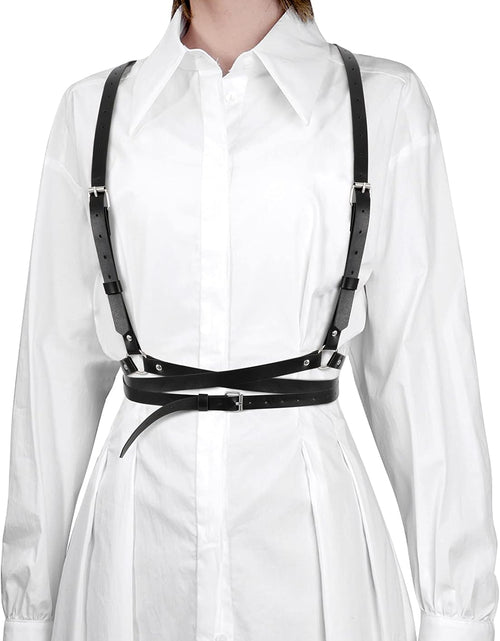 Load image into Gallery viewer, Punk Waist Belt Women PU Leather Skinny Body Adjustable Belts with Gothic Circle, Black
