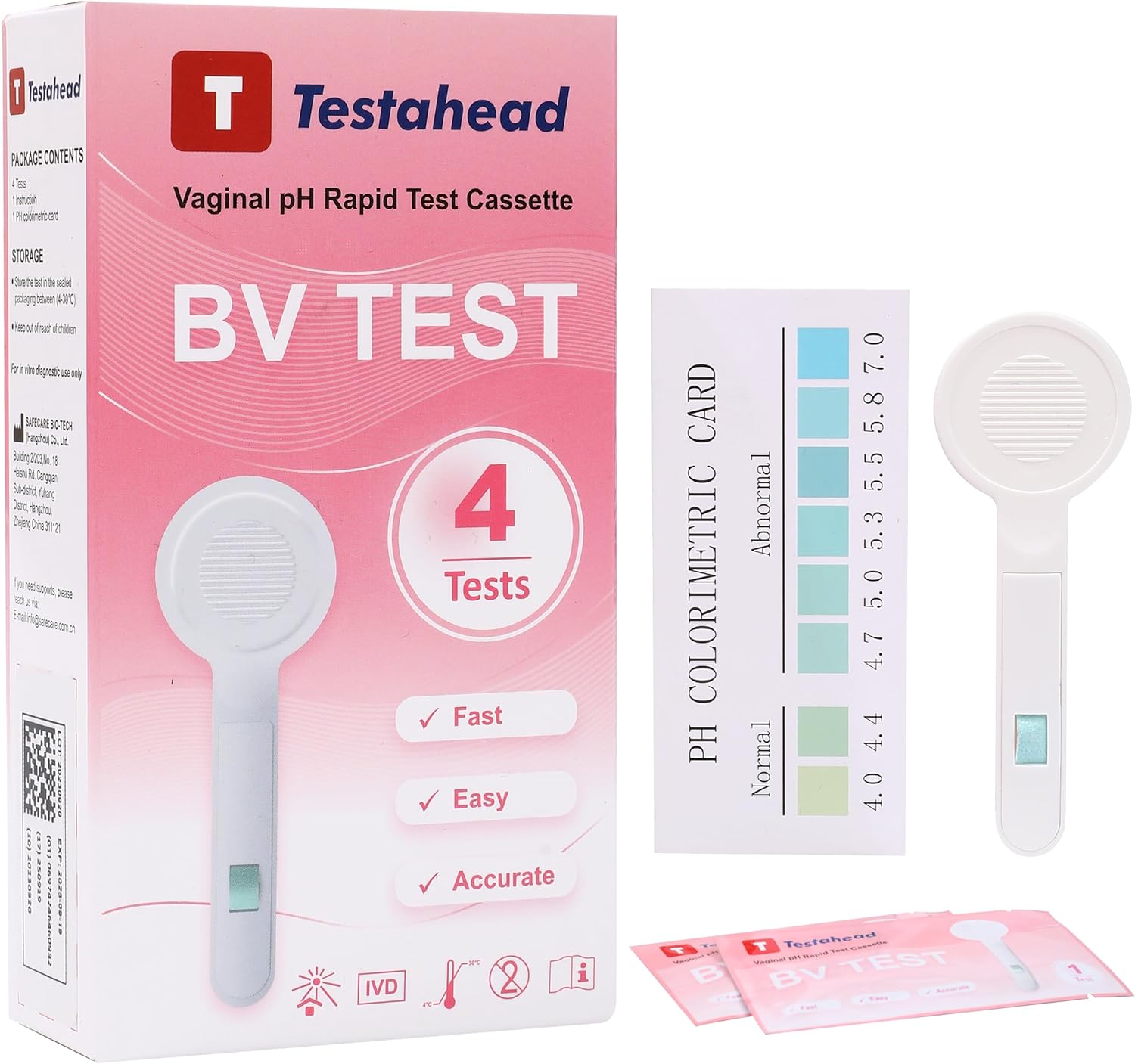 Feminine Health Vaginal pH Test Strips Kits for Bacterial Vaginitis, 4 Packs