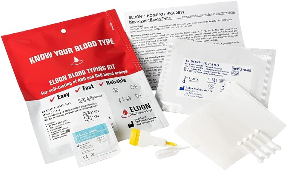 Blood Typing Kit, 1 Test, Know Your Blood Type, Instant Home Testing Kit