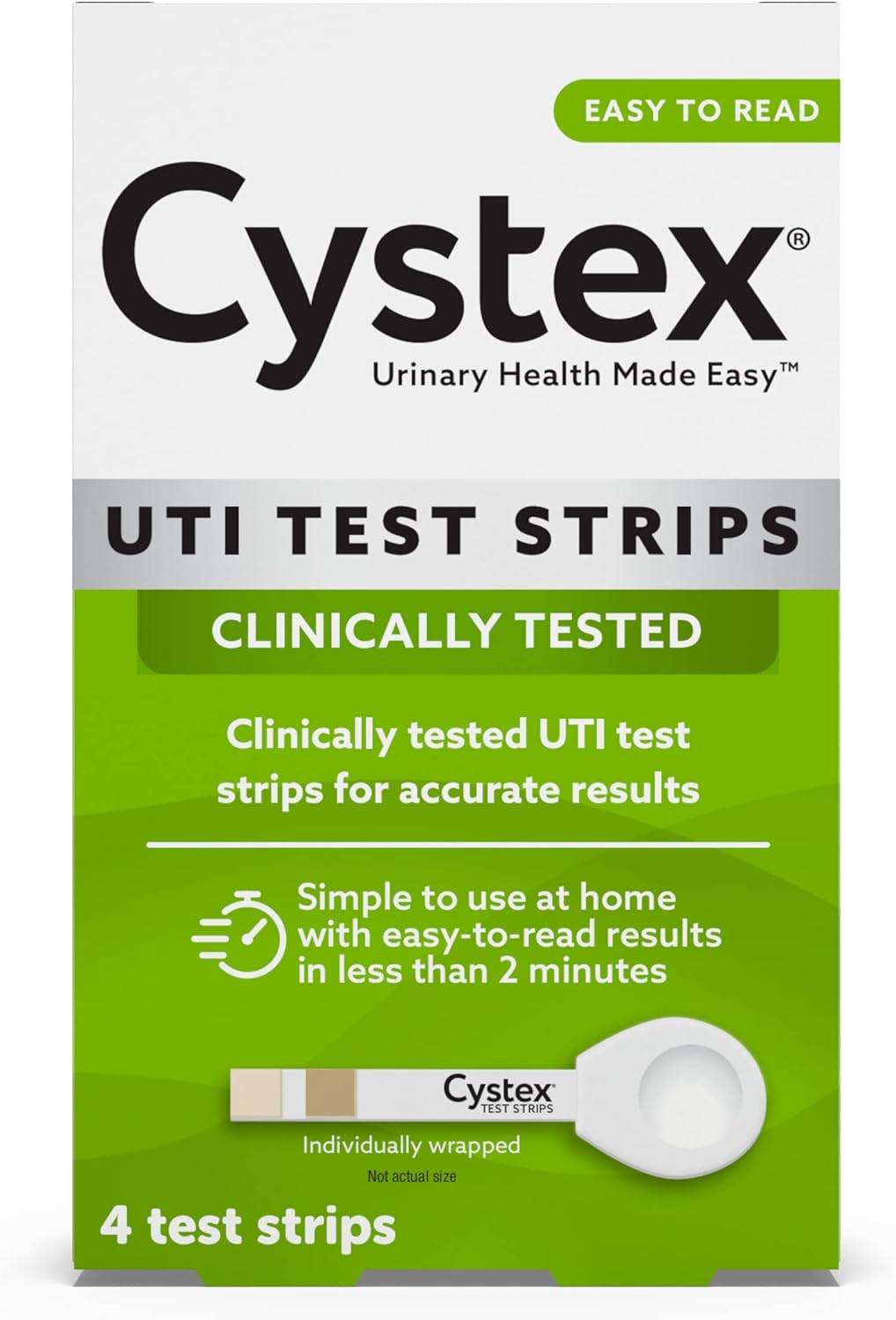 Cystex Urinary Tract (UTI) Test Strips for Women & Men, 4 Count