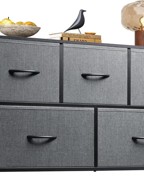 Load image into Gallery viewer, Dresser for Bedroom with 5 Drawers, Organizer Unit with Fabric Bins for Closet, Living Room, Hallway, Dark Grey
