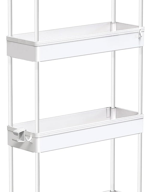 Load image into Gallery viewer, Slim Rolling Storage Cart 4 Tier Bathroom Organizer Mobile Shelving Unit Utility Cart, White
