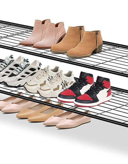 Load image into Gallery viewer, 2 Tier Shoe Rack for Closet Metal Wide Stackable Shoe Storage Organizer for Entryway, Black
