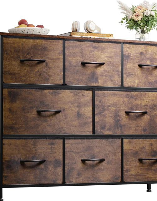Load image into Gallery viewer, Fabric Dresser for Bedroom - Storage Drawer Unit as TV Stand for 32-43 inch TVs - Wide Dresser with 8 Large Deep Drawers
