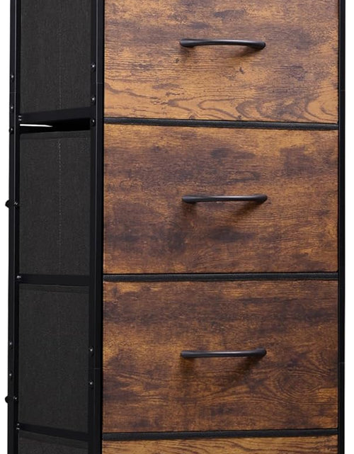 Load image into Gallery viewer, 5-Drawer Tall Dresser for Bedroom, Storage Dresser Organizer with Fabric Bins, Rustic Brown
