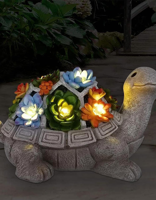Load image into Gallery viewer, Garden Outdoor Statues Turtle with Succulent and 7 LED Lights
