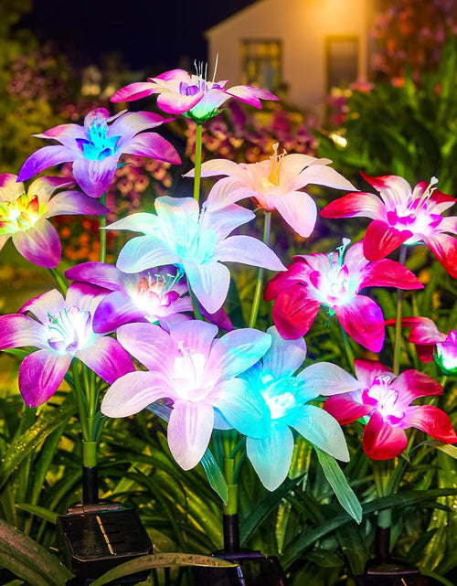 Load image into Gallery viewer, 6 PACK Solar Lights Outdoor Garden, Upgraded Solar Garden Lights with 24 Enlarged Blooming Lily Flowers
