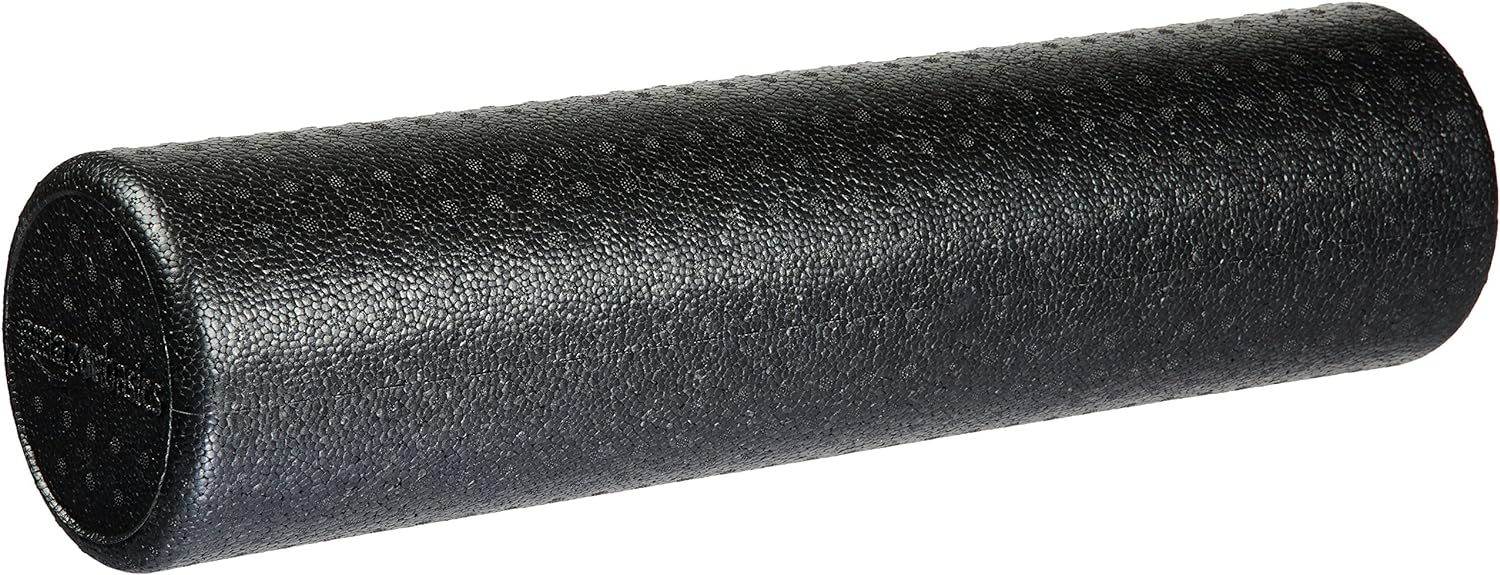 High-Density Round Foam Roller for Exercise, Massage, Muscle Recovery, 24 inches, Black