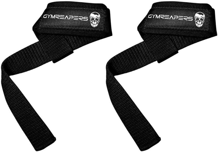Lifting Wrist Straps for Weightlifting, Bodybuilding, Padded Neoprene with 18 inch Cotton, Black