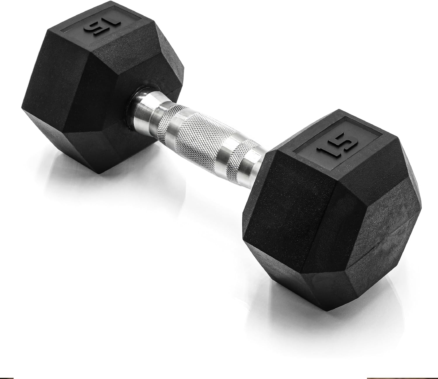 Barbell Coated Dumbbell Weight, Chrome Handle, 15 lb