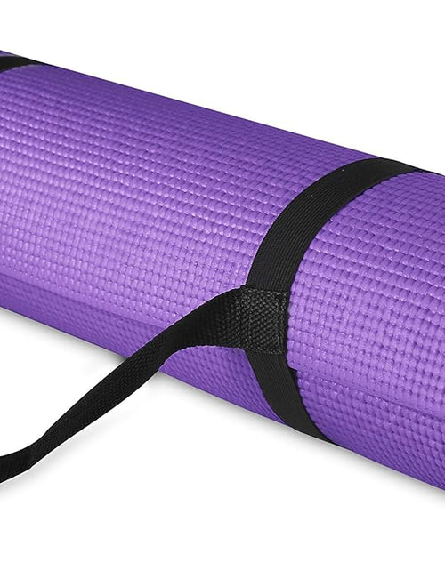 Load image into Gallery viewer, All Purpose 1/4-Inch High Density Anti-Tear Exercise Yoga Mat with Carrying Strap, Purple, Mat only
