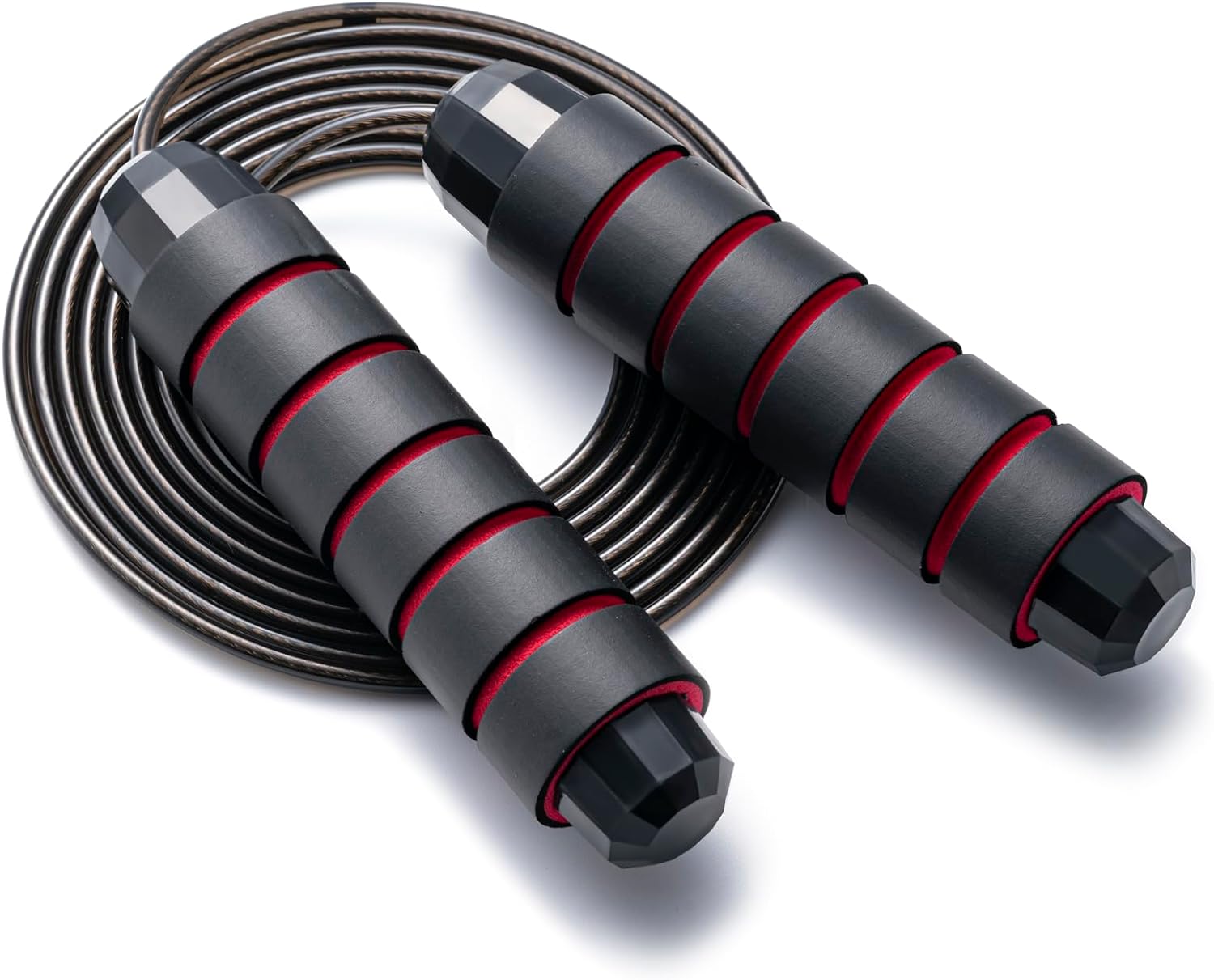 Jump Rope, Adjustable Jump Ropes, Skipping Rope Tangle-Free Rapid Speed with Ball Bearings, Red