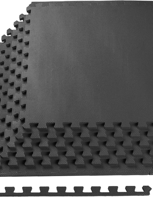Load image into Gallery viewer, Fitness Puzzle Exercise Mat with EVA Foam Interlocking Tiles for MMA, Exercise, Gymnastics, Black, 1/2&quot; Thick, 24 Square Feet
