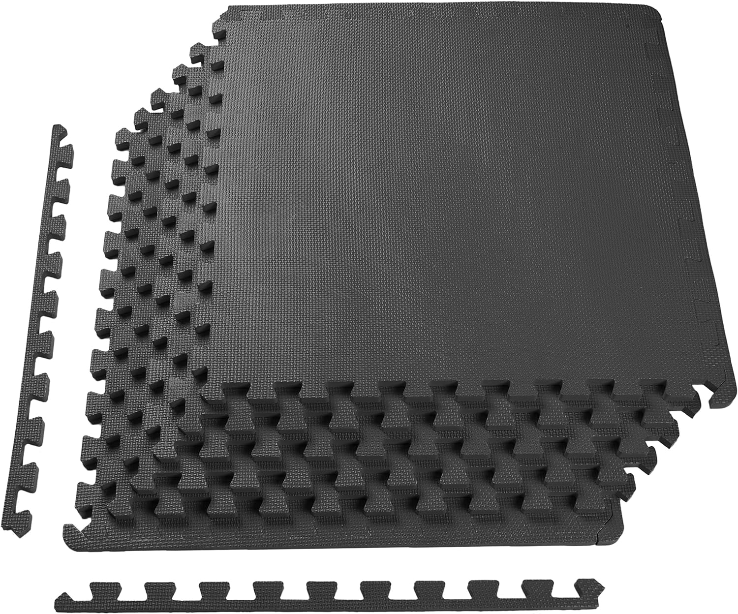 Fitness Puzzle Exercise Mat with EVA Foam Interlocking Tiles for MMA, Exercise, Gymnastics, Black, 1/2" Thick, 24 Square Feet