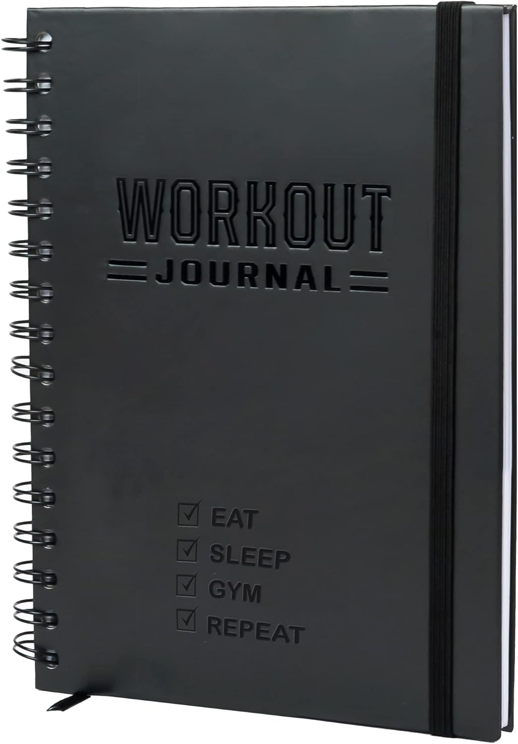 Hardcover Fitness Journal Workout Planner for Men & Women - A5 Sturdy Workout Log Book, Black
