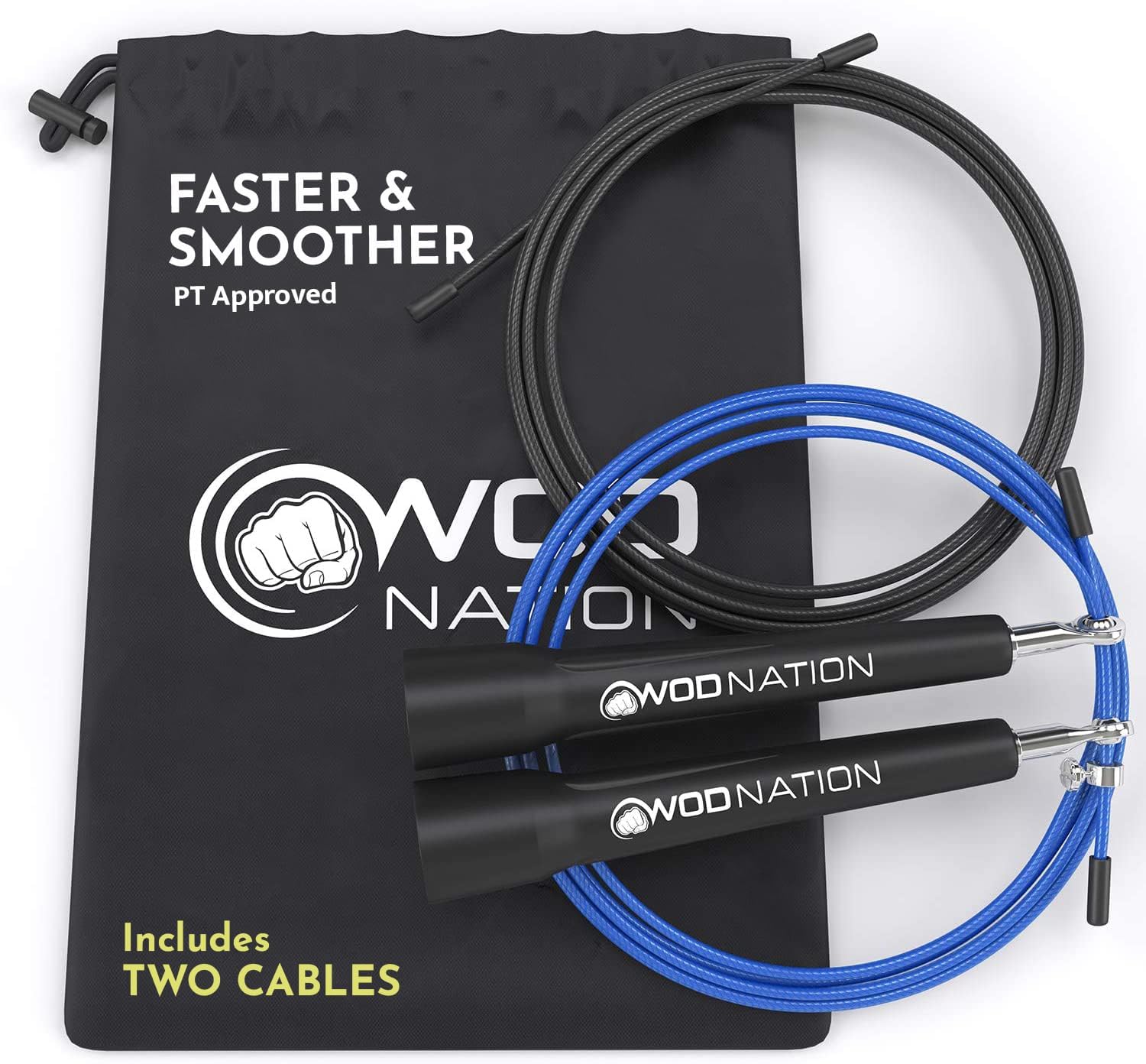 Nation Adjustable Speed Jump Rope For Men, Women & Children, Black