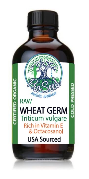 Organic Wheat Germ Oil | GLASS BOTTLE | Virgin Unfiltered Unrefined Cold Pressed NON-GMO Anti-Aging Skin Oil | 4oz