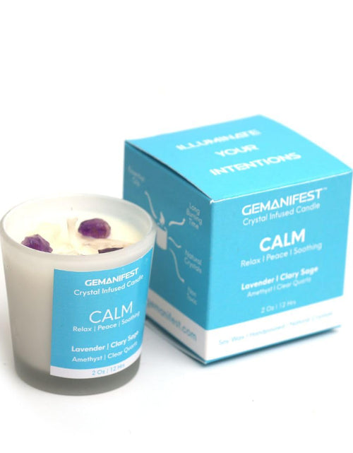 Load image into Gallery viewer, Calm Crystal Candle for Manifestation, Aromatherapy and Relaxation I Non Toxic, Vegan, Lead Free | Calm Candles for Women
