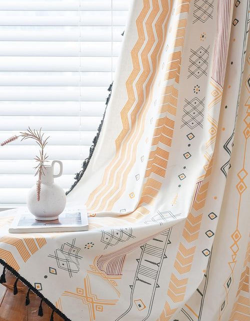Load image into Gallery viewer, 2 Panels 84 inch Semi Blackout Living Room Darkening Curtains, Geometric Tribal Cotton Linen
