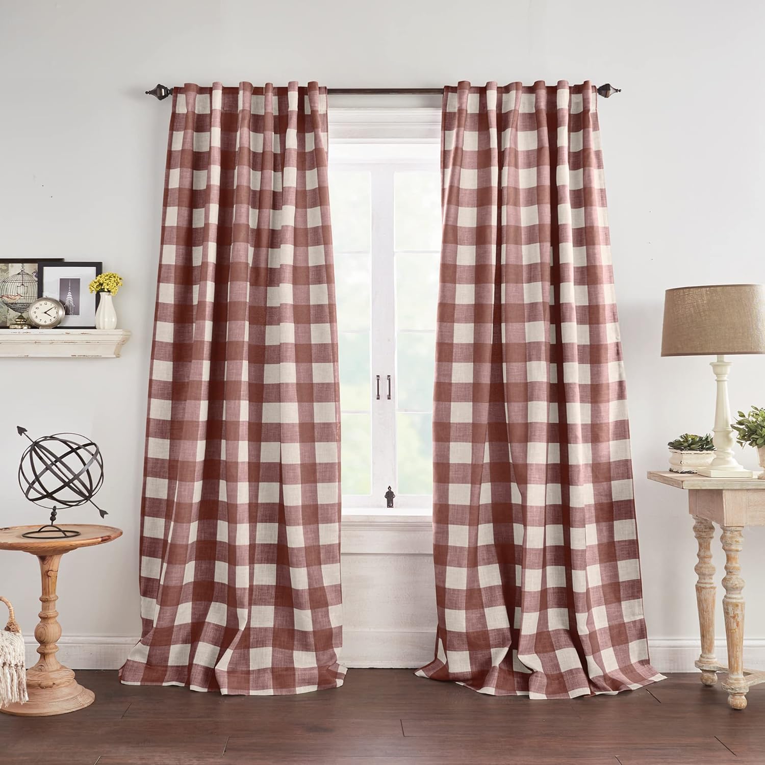 Buffalo-Check Blackout Window Curtain, Living Room and Bedroom Drape with Rod Pocket Tabs, 52" x 84", Red, 1 Panel