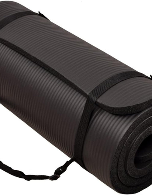 Load image into Gallery viewer, All-Purpose 1-Inch Extra Thick High Density Anti-Tear Exercise Yoga Mat with Carrying Strap, Black
