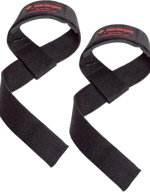 Load image into Gallery viewer, Padded Cotton Lifting Straps with NeoTek Cushioned Wrist (Black, Pair)
