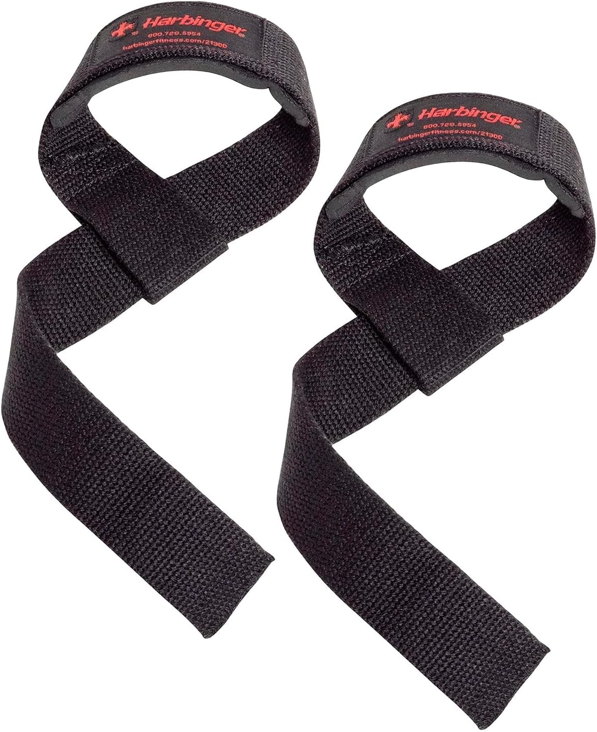 Padded Cotton Lifting Straps with NeoTek Cushioned Wrist (Black, Pair)