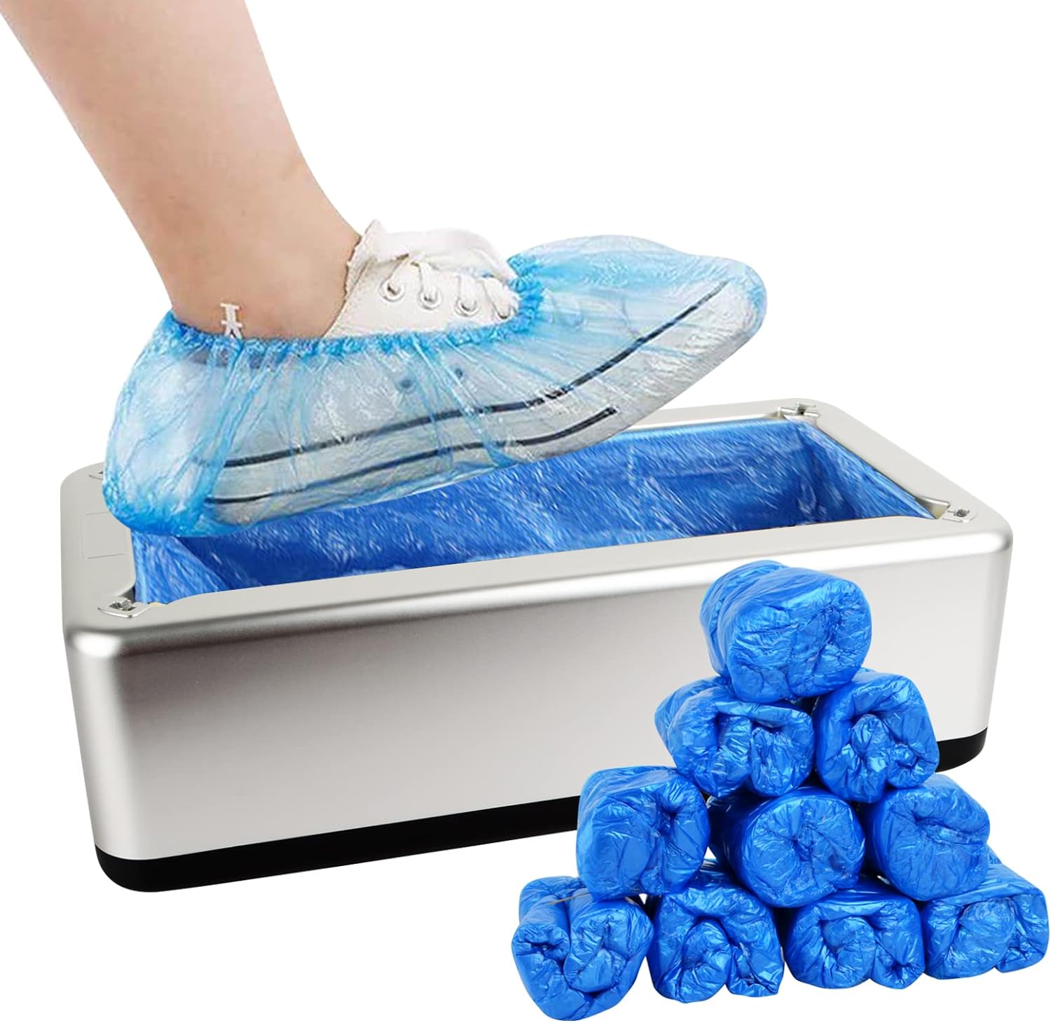 Automatic Shoe Covers Dispenser with Disposable Shoe Covers 200pcs , Silver