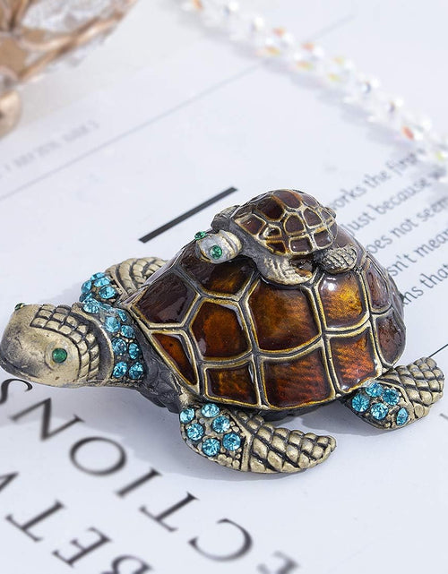 Load image into Gallery viewer, Mother and Baby Turtle Figurines Jewelry Trinket Boxes Hinged Collectible Figurines
