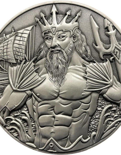 Load image into Gallery viewer, Poseidon - Large Collectible Display Coin, includes Stand, 3D Dual-Sided, 2.75&quot;, 4oz, Zinc Alloy
