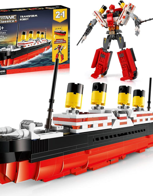 Load image into Gallery viewer, 2 in 1 Titanic Model &amp; Transform Robot Building Kit, Collectible Display Model Set
