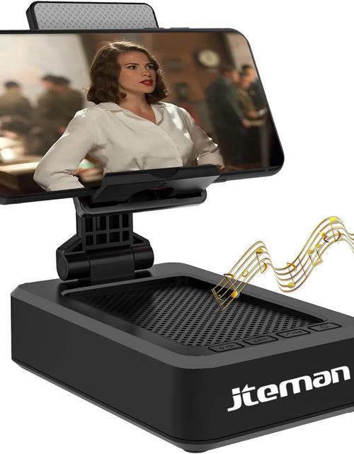 Load image into Gallery viewer, Cell Phone Stand with Wireless Bluetooth Speaker and Anti-Slip Base HD Surround Sound, Black
